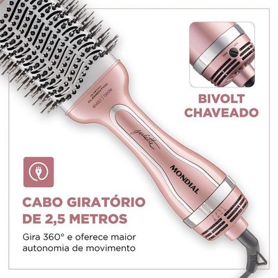 Escova Secadora Mondial By Juliette 3 Em 1 1300w Es-ju-01 Golden Rose Bivolt