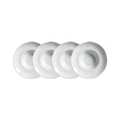 Conjunto de Pratos para Massa Orgânico New White 450ml 4 Peças Porto Brasil Branco