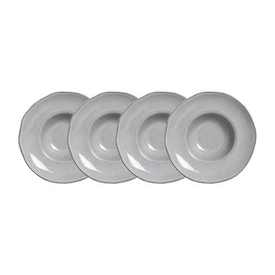 Conjunto de Pratos Massa Orgânico Dust 450 ml 4 Peças Porto Brasil Cinza