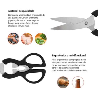 Tesoura de Cozinha Culinaria Multifuncional Frango Vegetais