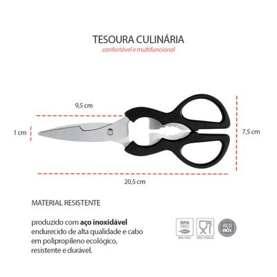 Tesoura de Cozinha Culinaria Multifuncional Frango Vegetais