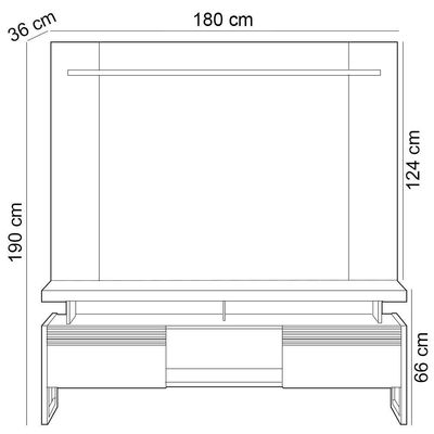 Rack Para Sala Com Painel Para Tv 55 Pol Esmirna L05 Nature Off White - Lyam Decor