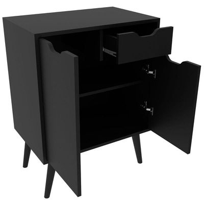 Gabinete Para Banheiro 60 Cm 2 Portas Com Cuba Meire Preto