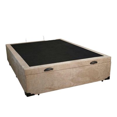 Base Baú Casal Suede Bege 42x138x188