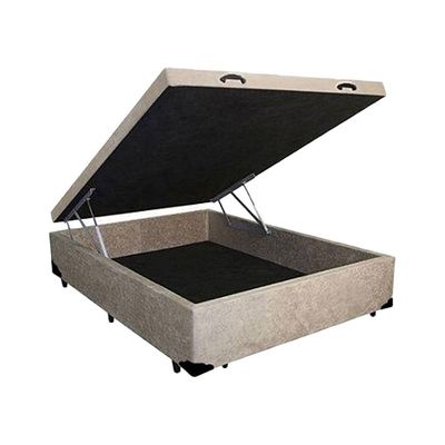 Base Baú Casal Suede Bege 42x138x188