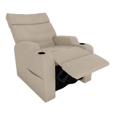 Poltrona Do Papai Reclinável Premium Com Porta Copos E Porta Controle Toro Matrix Veludo Capuccino