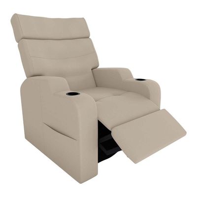 Poltrona Do Papai Reclinável Premium Com Porta Copos E Porta Controle Toro Matrix Veludo Capuccino