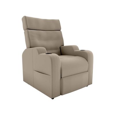 Poltrona Do Papai Reclinável Premium Com Porta Copos E Porta Controle Toro Matrix Veludo Capuccino