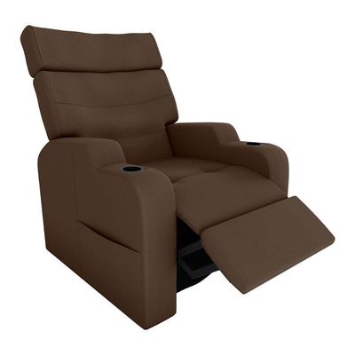 Poltrona Do Papai Reclinável Premium Com Porta Copos E Porta Controle Toro Matrix Veludo Marrom