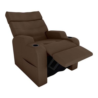 Poltrona Do Papai Reclinável Premium Com Porta Copos E Porta Controle Toro Matrix Veludo Marrom