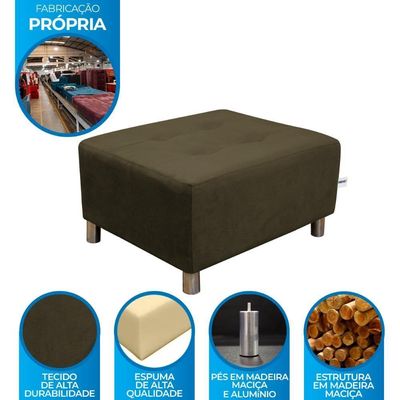 Puff Decorativo Quadrado Para Descanço Nero Matrix Veludo Marrom