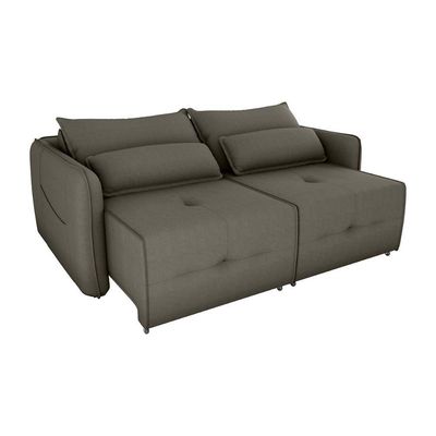 Sofá Cama 2 Lugares Com Com Assentos Divididos Premium Com Almofadas Celine Matrix Suede Capuccino