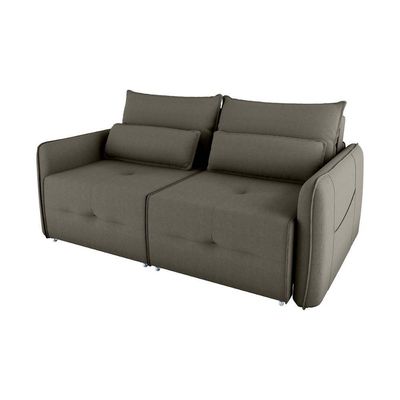 Sofá Cama 2 Lugares Com Com Assentos Divididos Premium Com Almofadas Celine Matrix Suede Capuccino