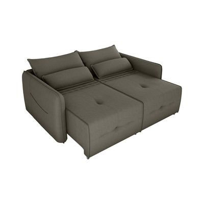 Sofá Cama 2 Lugares Com Com Assentos Divididos Premium Com Almofadas Celine Matrix Suede Capuccino