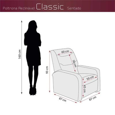 Poltrona Do Papai Reclinável Classic Matrix Sintetico Preto