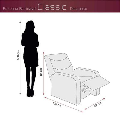 Poltrona Do Papai Reclinável Classic Matrix Sintetico Preto