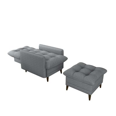 Poltrona De Amamentação Com Puff Luxo Confortável Montreal Matrix Cinza