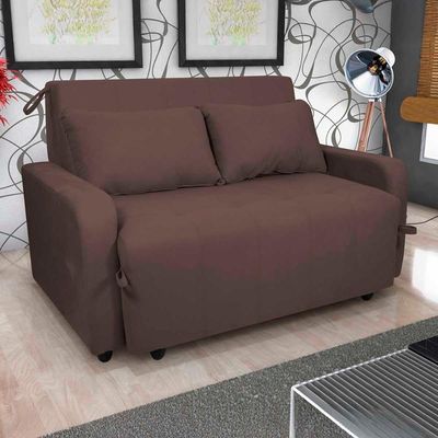 Sofá Cama Compacto 2 Lugares 1,38 Larg Amora New Matrix Suede Marrom