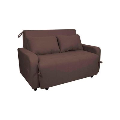 Sofá Cama Compacto 2 Lugares 1,38 Larg Amora New Matrix Suede Marrom