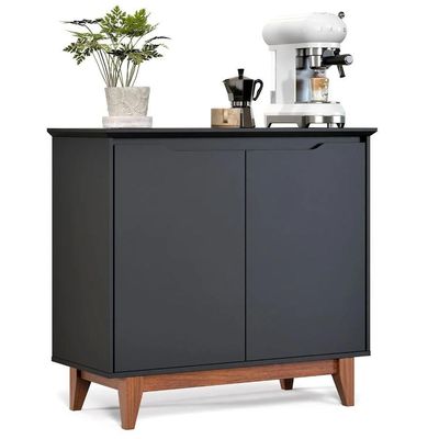 Aparador Buffet Balcão 2 Com Gaveta Portas Estoril Preto