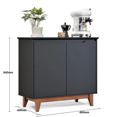 Aparador Buffet Balcão 2 Com Gaveta Portas Estoril Preto