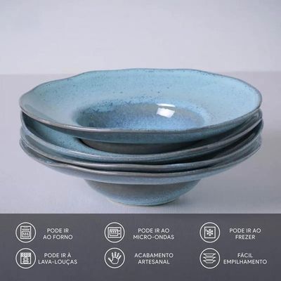 Prato de Massa Orgânico Breeze 4 Peças Porto Brasil Azul