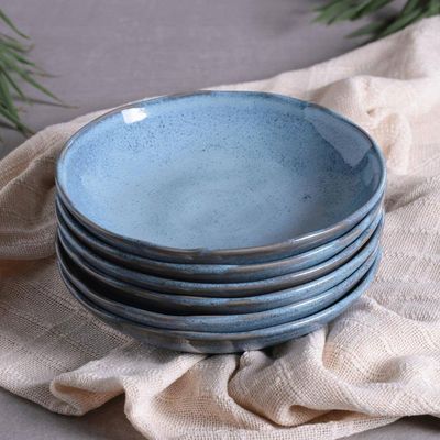 Conjunto com 6 Pratos Fundos Bio Breeze em Stoneware 22,5cm Porto Brasil Azul