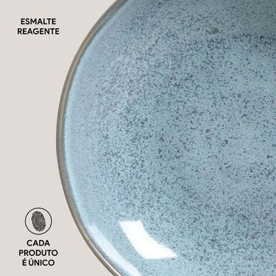 Conjunto com 6 Pratos Fundos Bio Breeze em Stoneware 22,5cm Porto Brasil Azul