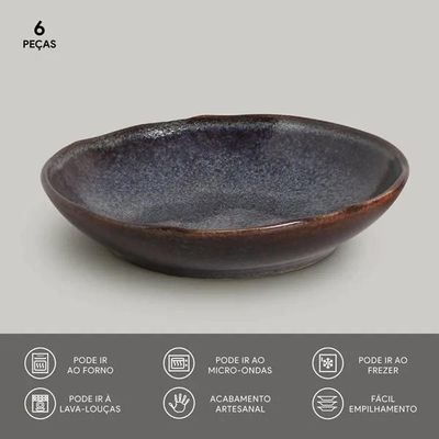 Conjunto de Pratos Fundos Bio Titanium Azul Escuro 1,1 Litros 6 Peças Porto Brasil Azul