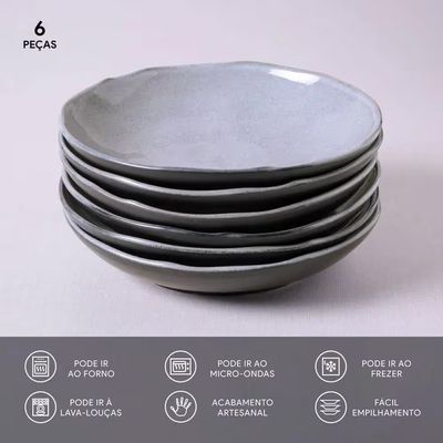 Conjunto de Pratos Fundos Bio Dust 1,1 litros 6 Peças Porto Brasil Grafite