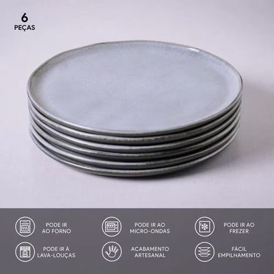 Conjunto de Pratos Rasos Bio Dust 29cm 6 Peças Porto Brasil Preto