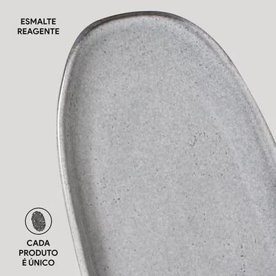 Conjunto de Travessas Ovais Rasas Grandes Orgânico Dust 4 Peças Porto Brasil Preto