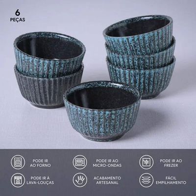 Conjunto de Ramequins Médios Porto Brasil Linhas Night Sky com 6 Peças 170ml Azul n/a