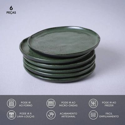 Conjunto de Pratos para Pão Bio Greenery 6 Peças Porto Brasil Verde