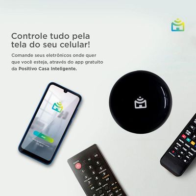 Smart Controle Universal Wi-fi Positivo Casa Inteligente - Cobertura 360° - Alcance 8m - Alimentação Micro Usb