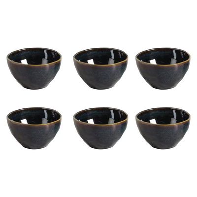 Conjunto de Bowls Orgânicos Oceano em Stoneware 558ml - 6 Peças Porto Brasil Azul