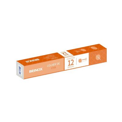 Jogo de Colheres de Chá Turim 12 Peças Aço Inox Polido com Friso Brinox Inox