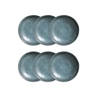Conjunto 6 Pratos Fundos Stoneware 1,1L Bio Night Sky Esmalte Reagente Porto Brasil Azul