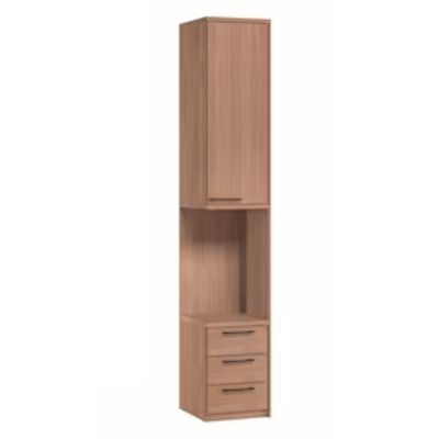 Armário Modulado Lateral Santos Andirá Toledo 1 Porta 3 Gavetas 2 Prateleiras Wood Marrom