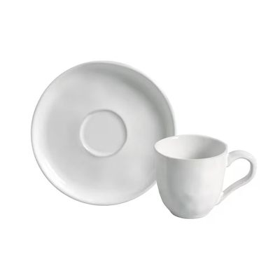 Jogo de 6 Xícaras e Pires de Café 120ml Stoneware Bio New White Porto Brasil n/a