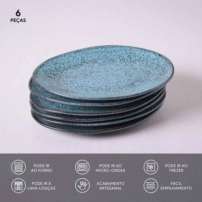 Conjunto de Pratos de Sobremesa Ovais Porto Brasil Orgânico Night Sky 22,5cm - 6 peças n/a