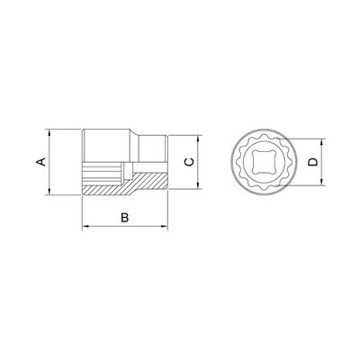 Soquete Estriado em Aço Cromo Vanádio 29 mm - Encaixe 1/2" Tramontina PRO