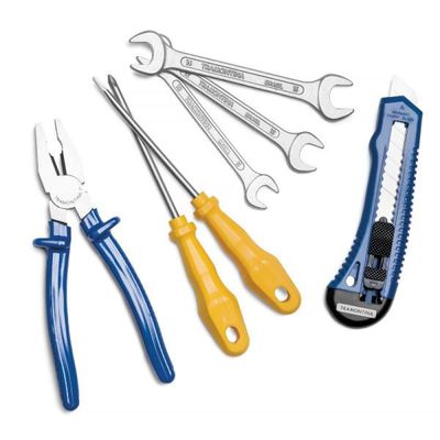 Kit de Ferramentas Tramontina com Alicate Estilete Chaves de Fenda e Chaves Fixas 7 peças