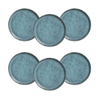 Conjunto de Pratos de Sobremesa Porto Brasil Linhas Night Sky Azul 21,5cm - 6 Peças n/a