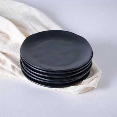 Conjunto de Pratos de Sobremesa Ovais Porto Brasil Orgânico Preto Matte 22,5cm 6 peças n/a