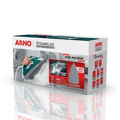 Ferro De Passar A Vapor Arno Steamgliss Branco/verde 110V