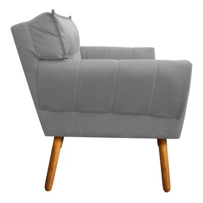 Sofa Namoradeira Anitta Suede Grafite Pés Palito Castanho - D'Rossi