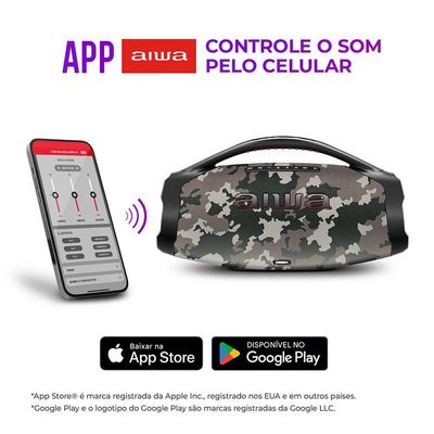 Caixa De Som Boombox Plus Aiwa BBS-01-BG 200w Bt 30h IP66 USB Cinza Boombox Bivolt