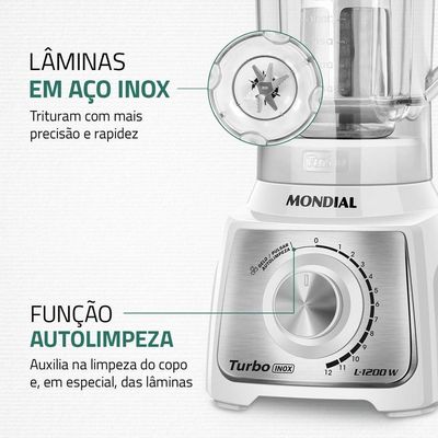 Liquidificador Mondial Turbo Black L-1200-wi Liquidificador L-1200-wi 127v/60hz