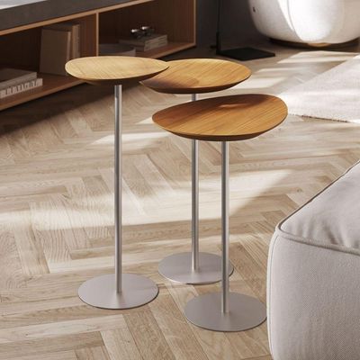 Conjunto De 3 Mesas Laterais Orgânicas Kaleo Base Champanhe Tampo Mel